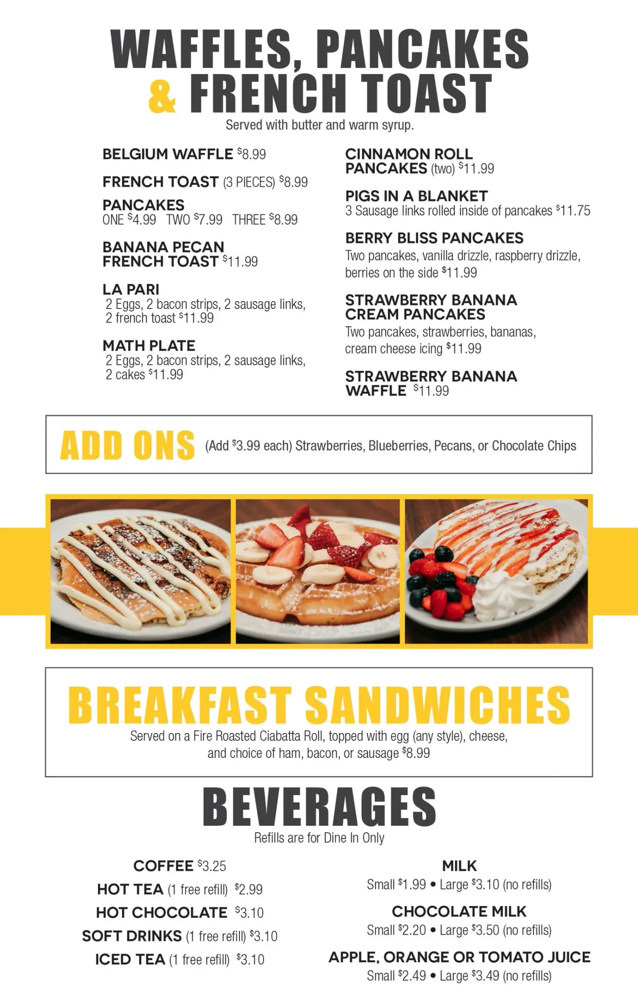 Check out our options on our menu - Page 4